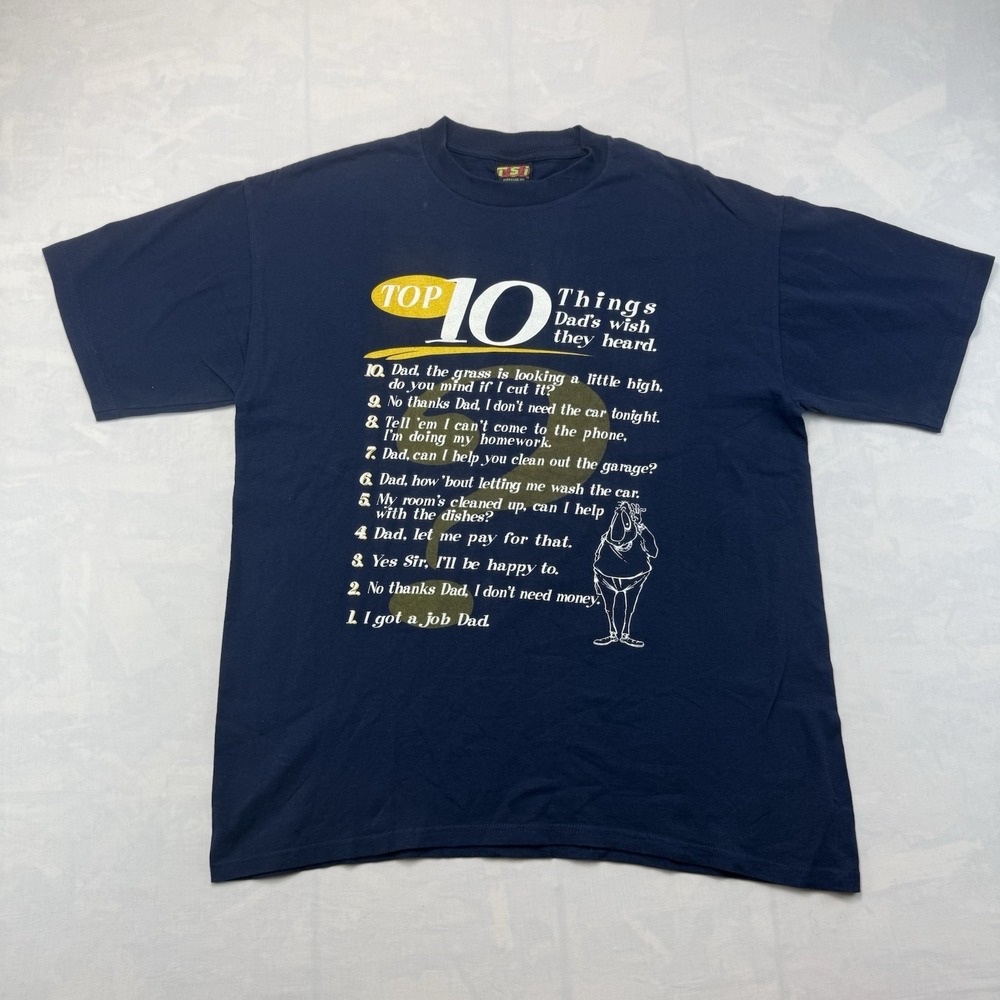 Vintage TSI Top 10 Dad Humor Graphic T Shirt Adult Large Funny Tee